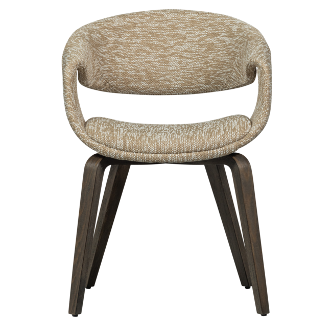 Woood Yossi eetkamerstoel zand met houten poot donkerbruin