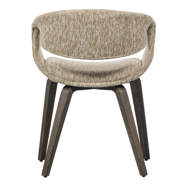 Woood Yossi eetkamerstoel zand met houten poot donkerbruin