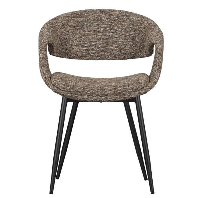 Woood Yossi eetkamerstoel bruin met metalen poot zwart