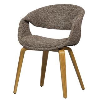 Woood Yossi eetkamerstoel bruin met houten poot naturel