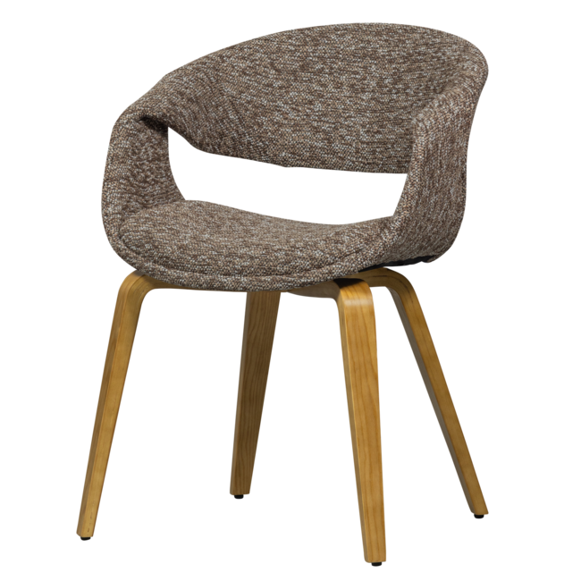 Woood Yossi eetkamerstoel bruin met houten poot naturel