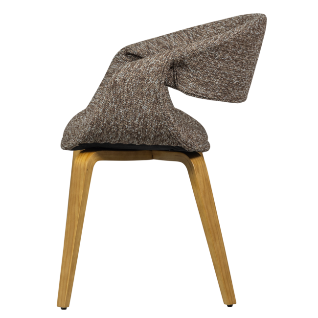 Woood Yossi eetkamerstoel bruin met houten poot naturel