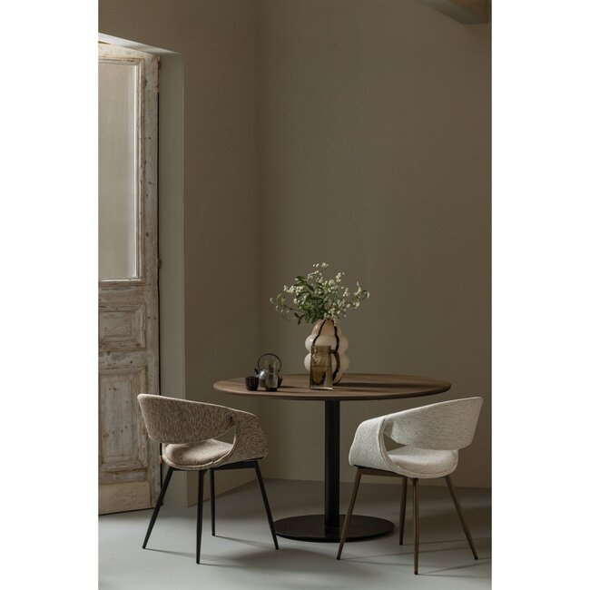 Woood Yossi eetkamerstoel zand met metalen poot zwart