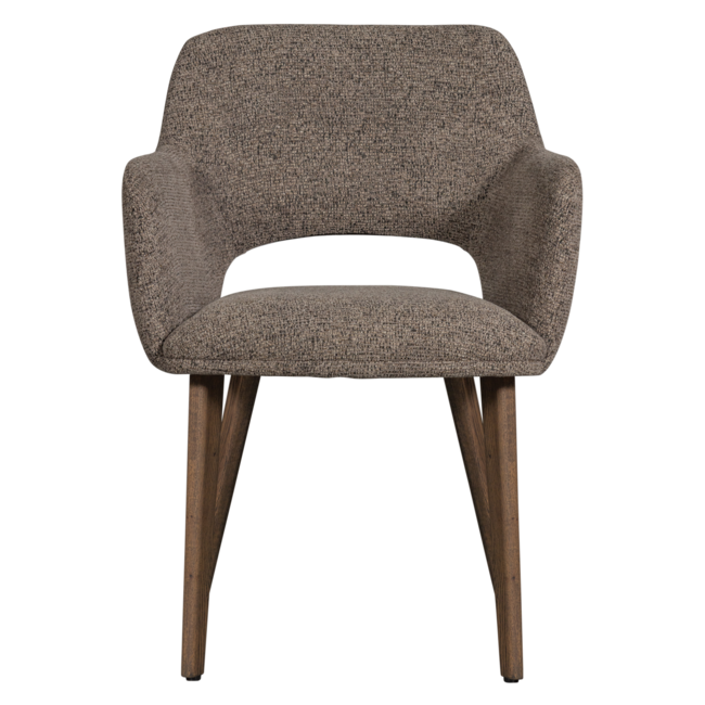 Woood Murat eetkamerstoel taupe met houten poot mystic brown