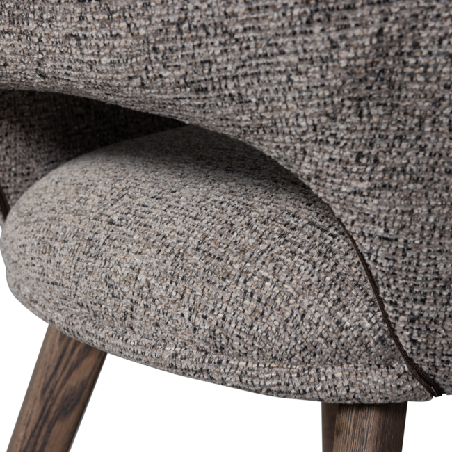 Woood Murat eetkamerstoel taupe met houten poot mystic brown