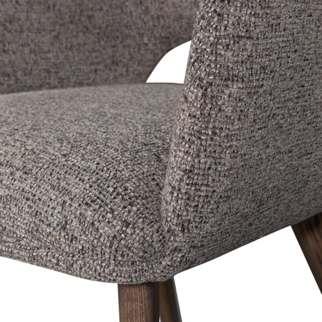 Woood Murat eetkamerstoel taupe met houten poot mystic brown