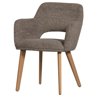 Woood Murat eetkamerstoel taupe met houten poot naturel