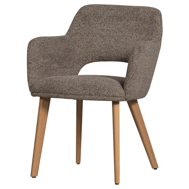 Woood Murat eetkamerstoel taupe met houten poot naturel