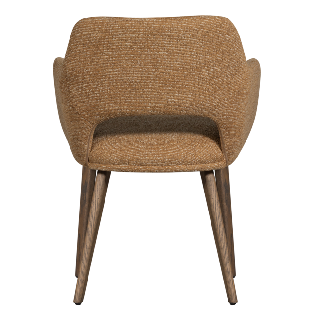 Woood Murat eetkamerstoel geel met houten poot mystic brown