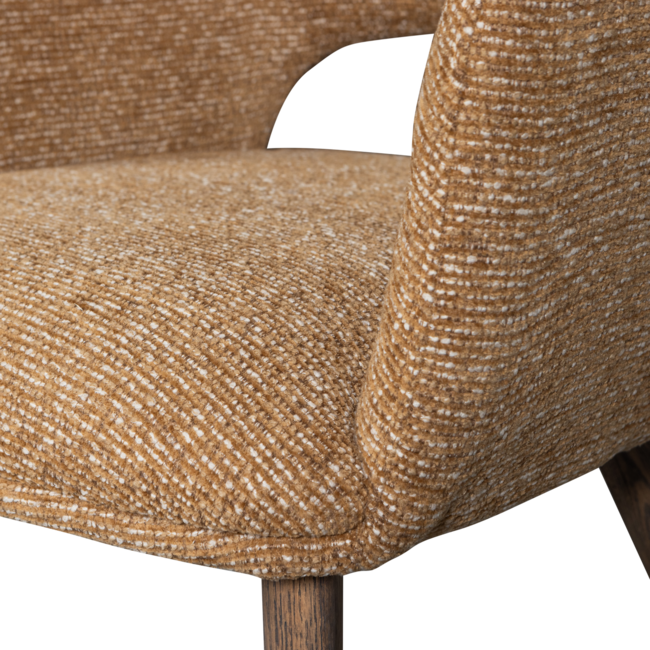 Woood Murat eetkamerstoel geel met houten poot mystic brown