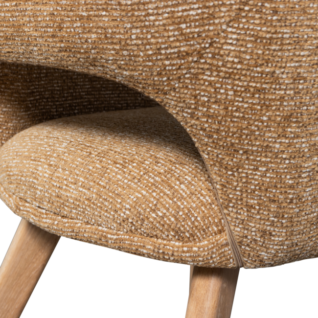 Woood Murat eetkamerstoel geel met houten poot naturel