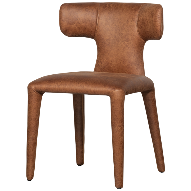Woood Permit eetkamerstoel leerlook cognac