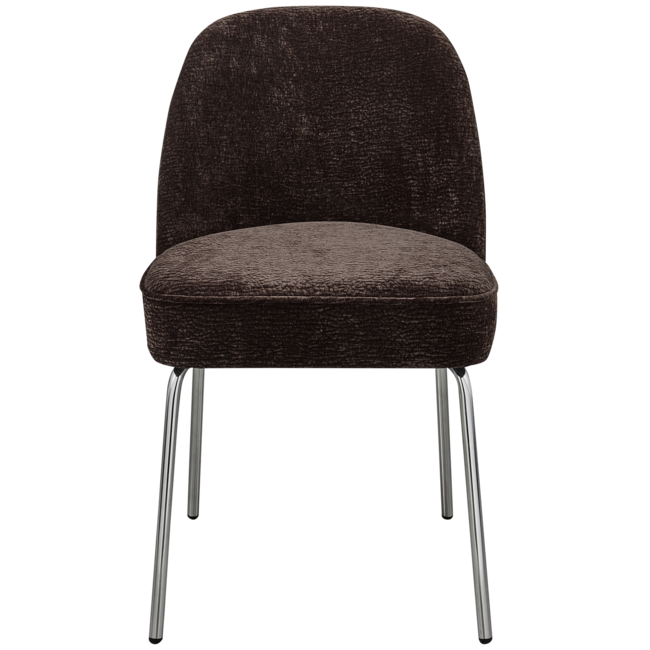 Woood Vogue eetkamerstoel 3d chenille donkerbruin chrome poot