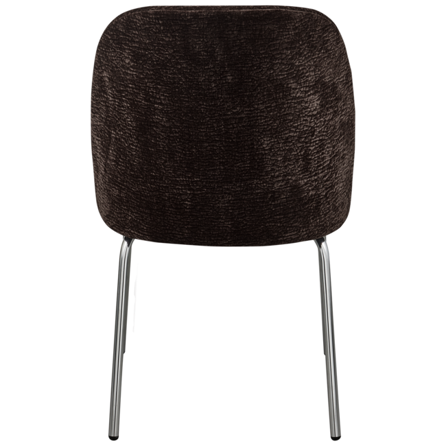 Woood Vogue eetkamerstoel 3d chenille donkerbruin chrome poot