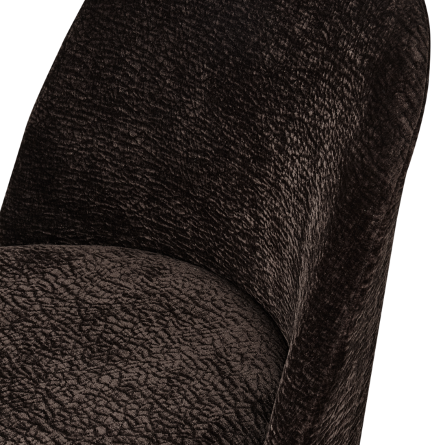 Woood Vogue eetkamerstoel 3d chenille donkerbruin chrome poot