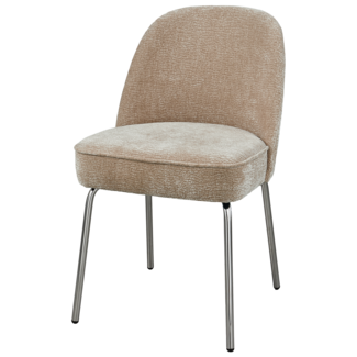 BePureHome Vogue eetkamerstoel 3d chenille zand chrome poot