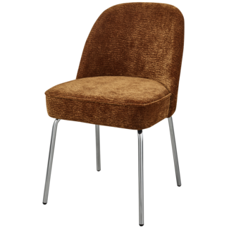 Woood Vogue eetkamerstoel 3d chenille middenbruin chrome poot