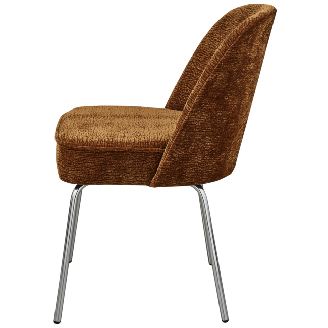 Woood Vogue eetkamerstoel 3d chenille middenbruin chrome poot