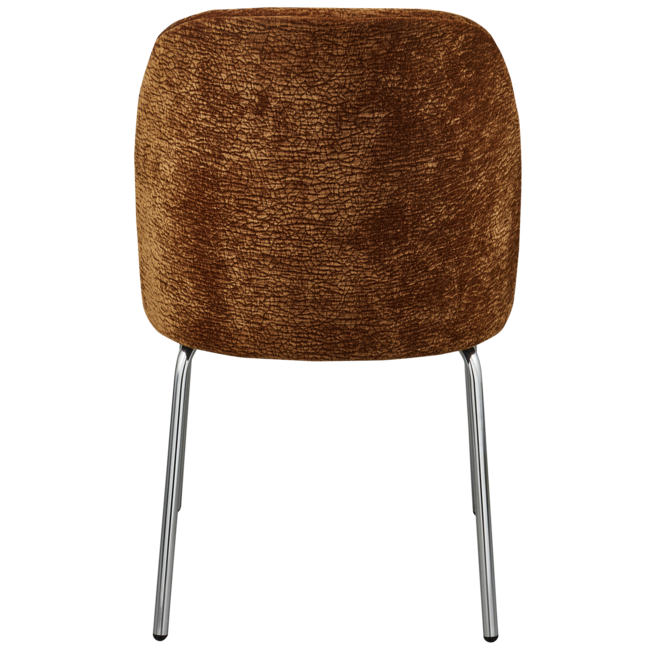 Woood Vogue eetkamerstoel 3d chenille middenbruin chrome poot