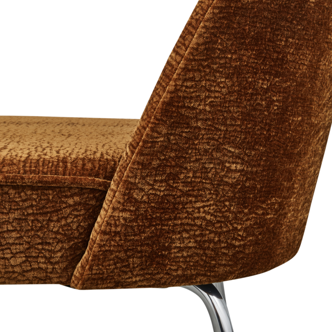 Woood Vogue eetkamerstoel 3d chenille middenbruin chrome poot