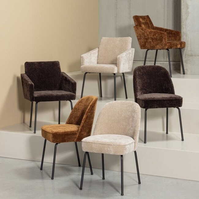 Woood Vogue eetkamerstoel 3d chenille middenbruin