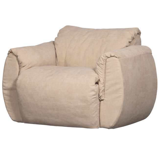 Woood Baggy draaifauteuil geweven chenille zand