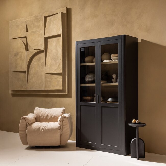 Woood Baggy draaifauteuil geweven chenille zand