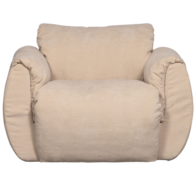 Woood Baggy draaifauteuil geweven chenille zand