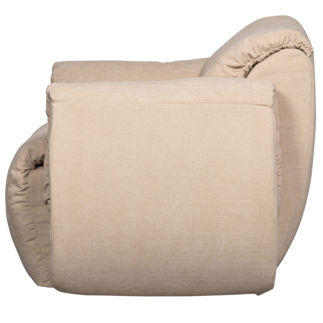 Woood Baggy draaifauteuil geweven chenille zand