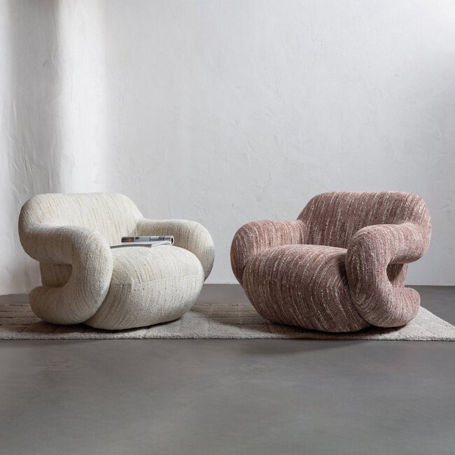 Woood Folke fauteuil chenille oudroze melange
