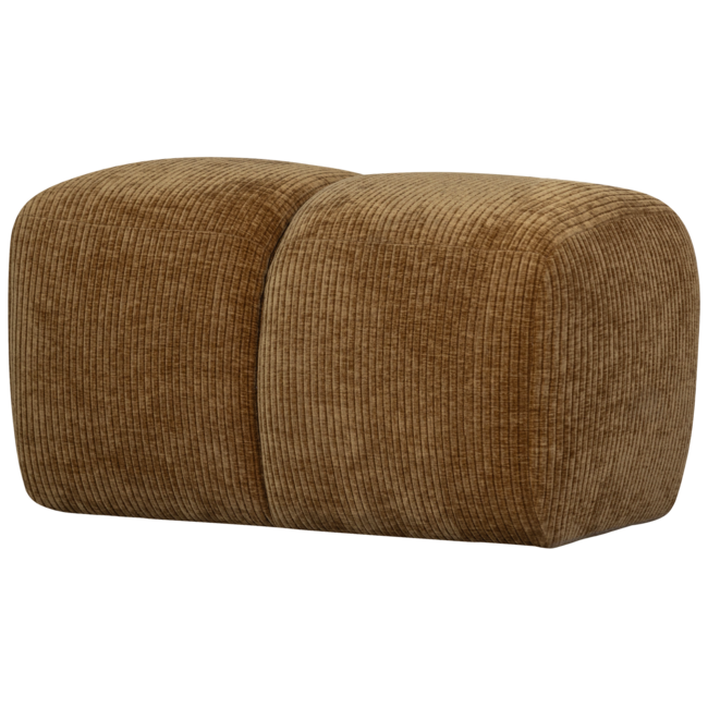 Woood Mojo poef 45x84x64cm geweven ribstof honinggeel