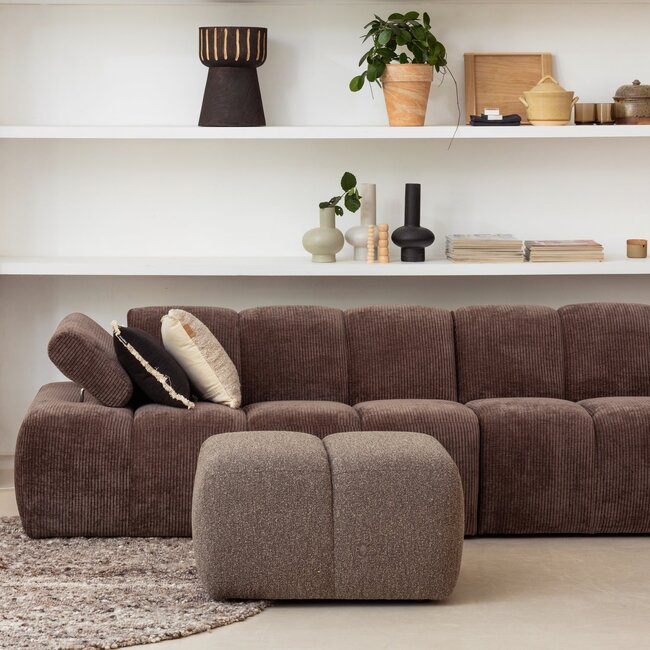 Woood Mojo poef 45x84x64cm boucle bruin melange