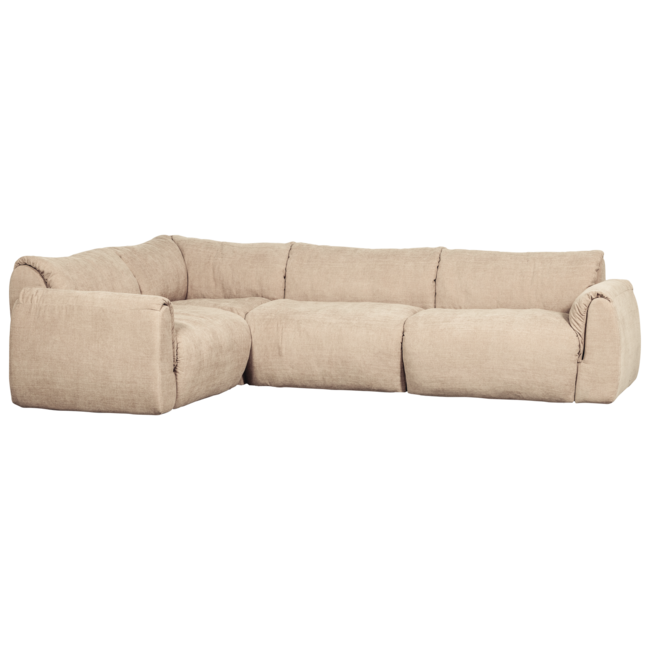 Woood Baggy hoekbank links geweven chenille zand