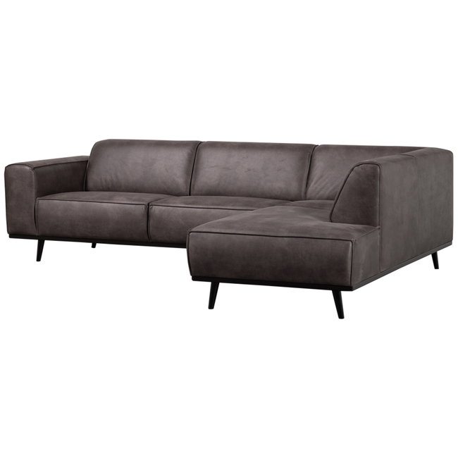 Woood Statement hoekbank rechts lederlook donkergrijs