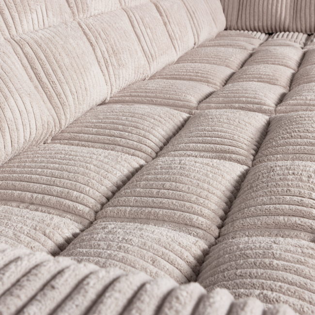 Woood Second date hoekbank rechts grove ribstof naturel