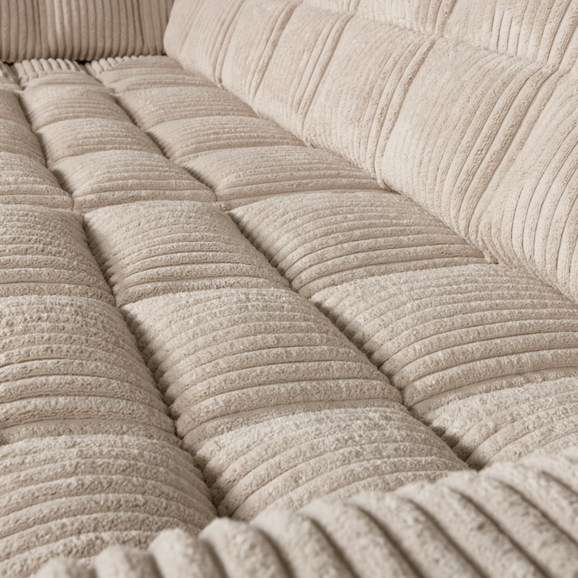 Woood Second date hoekbank links grove ribstof travertin