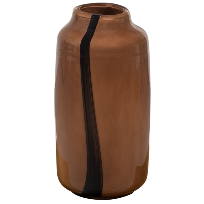 Woood Selena vaas glas met streep bruin