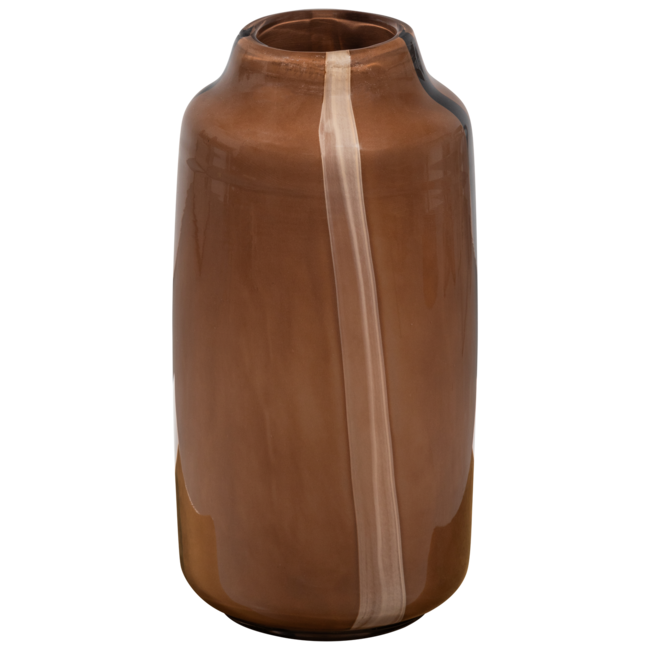 Woood Selena vaas glas met streep bruin