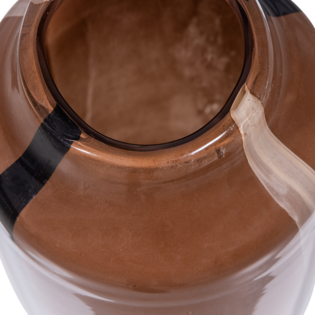 Woood Selena vaas glas met streep bruin