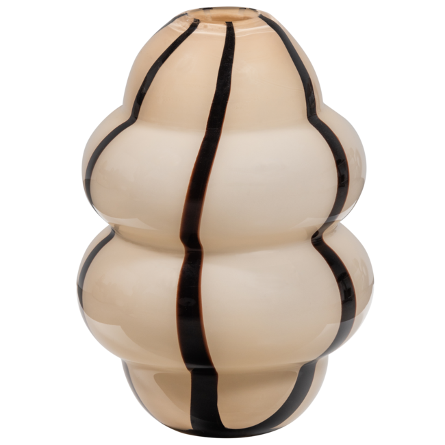 Woood Kency vaas glas met streep naturel/zwart