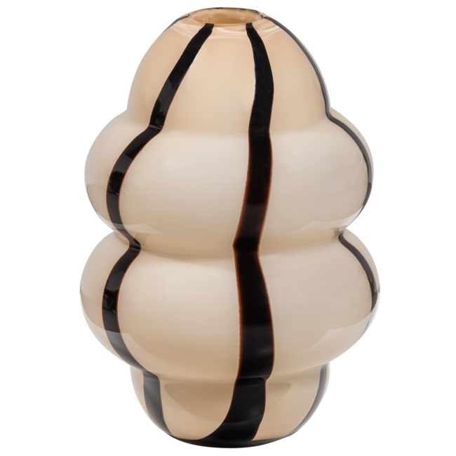 Woood Kency vaas glas met streep naturel/zwart