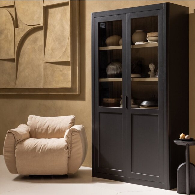 Woood Gunnar buffetkast grenen matzwart/mud [fsc]