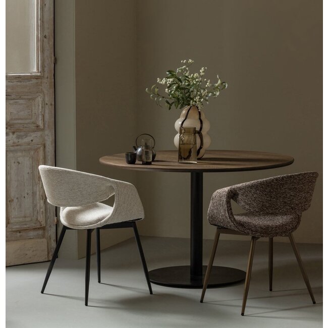 Woood Yossi eetkamerstoel bruin met metalen poot koper