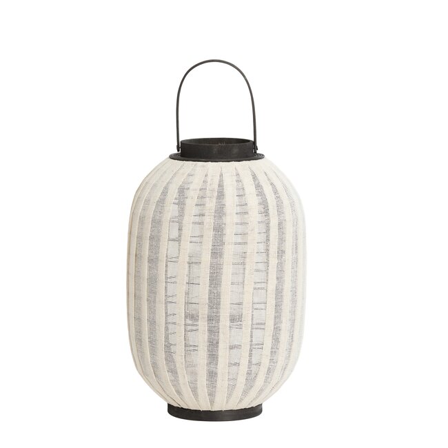 Light en Living Windlicht Ø30X45,5 CM DEZULO Linnen Naturel+zwart hout