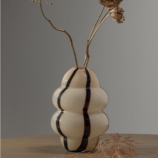Woood Kency vaas glas met streep naturel/zwart