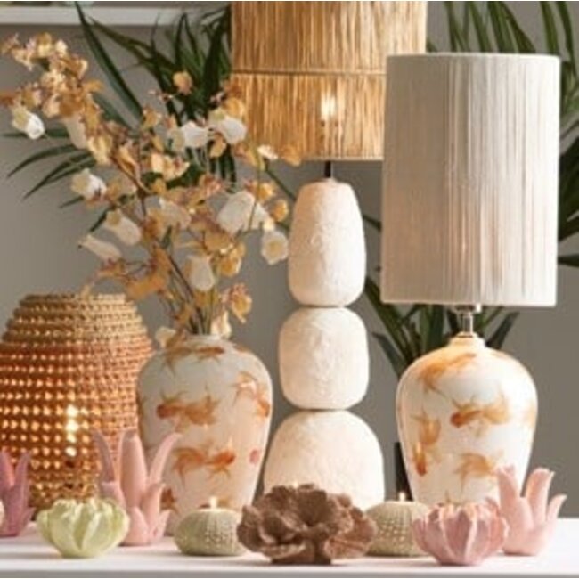 Light en Living Vaas deco Ø28X42 cm Fish keramiek wit+oranje