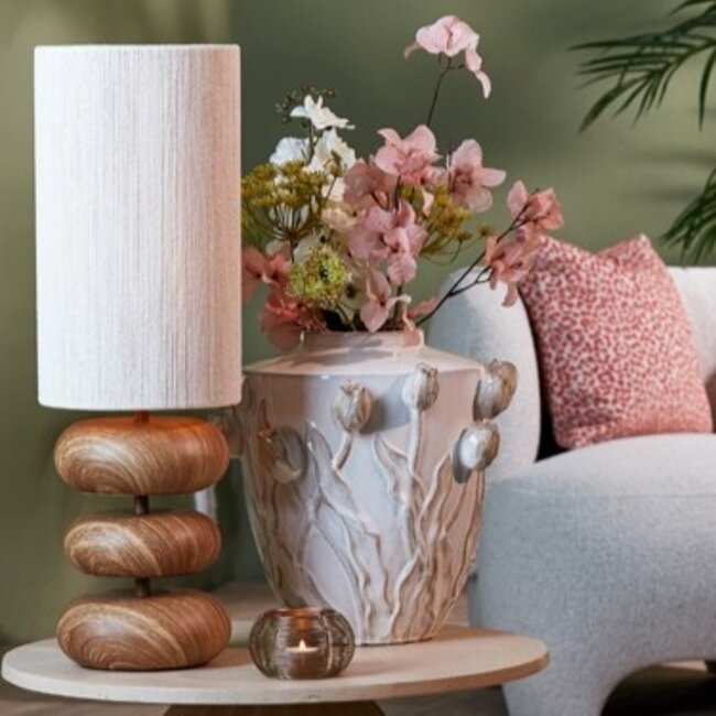 Light en Living Tafellamp Ø22x67,5 cm DANIALO hout print naturel+touw crème