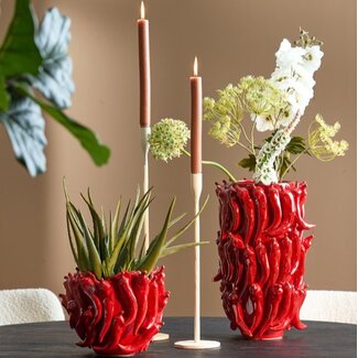 Light en Living Vaas deco 25,5x24,5x20,5 cm PEPPER  keramiek rood
