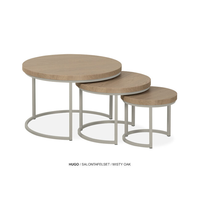 WoonMax Set van 3 salontafels Hugo met stalen onderstel
