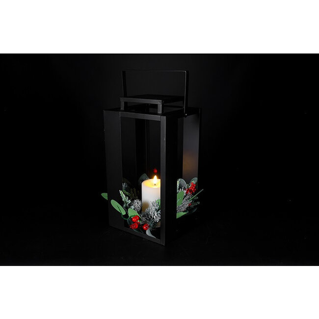 Countryfield Lantaarn met kaars LED Arles S zwart-L18,5B18,5H35CM
